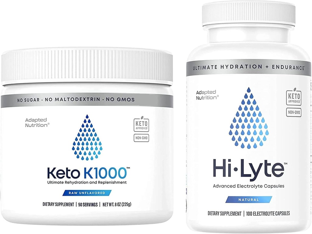 Hai, Lyte Keto K1000 Electrolyte Powder 124; Hidration Powder Minum Mix 124; Raw Mineral Flavor, No Stevia 124; 50 Servis: 124; Plus Electrolite Replacement Capsules for Rapid Rehidtion