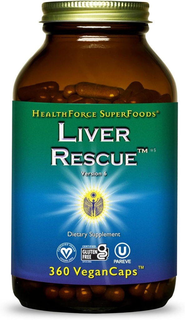 HealthForce SuperFoods Liver Rescue - Natural Liver Cleanse - with Milk Thistle & Dandelion Root - Gluten- Free & Vegan - 360 Capsules