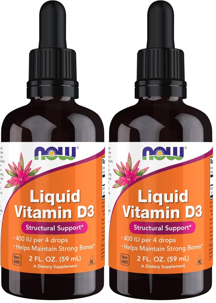 Suplemen SEKARANG, Vitamin Cair D- 3, Tulang Kuat *, Dukungan Structural *, 2-Ounce (Paket 2)
