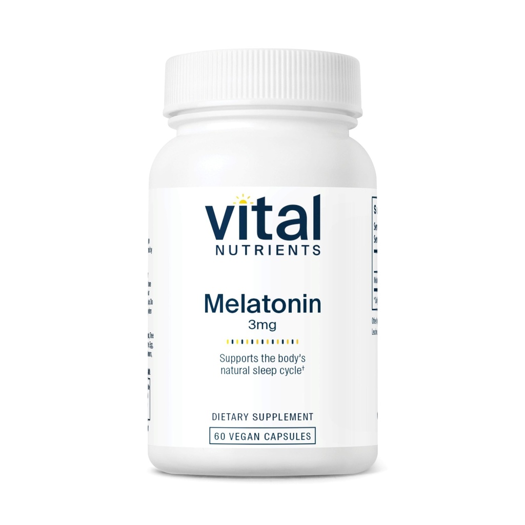 Visi Nutrients Melonagein 3mg 124; Vegan 124; Dose Melonatin14; Sleep Support The Body 's Natural Sleep Cycle * Glu4; Gluten, Dairy, Soy Free Capsules