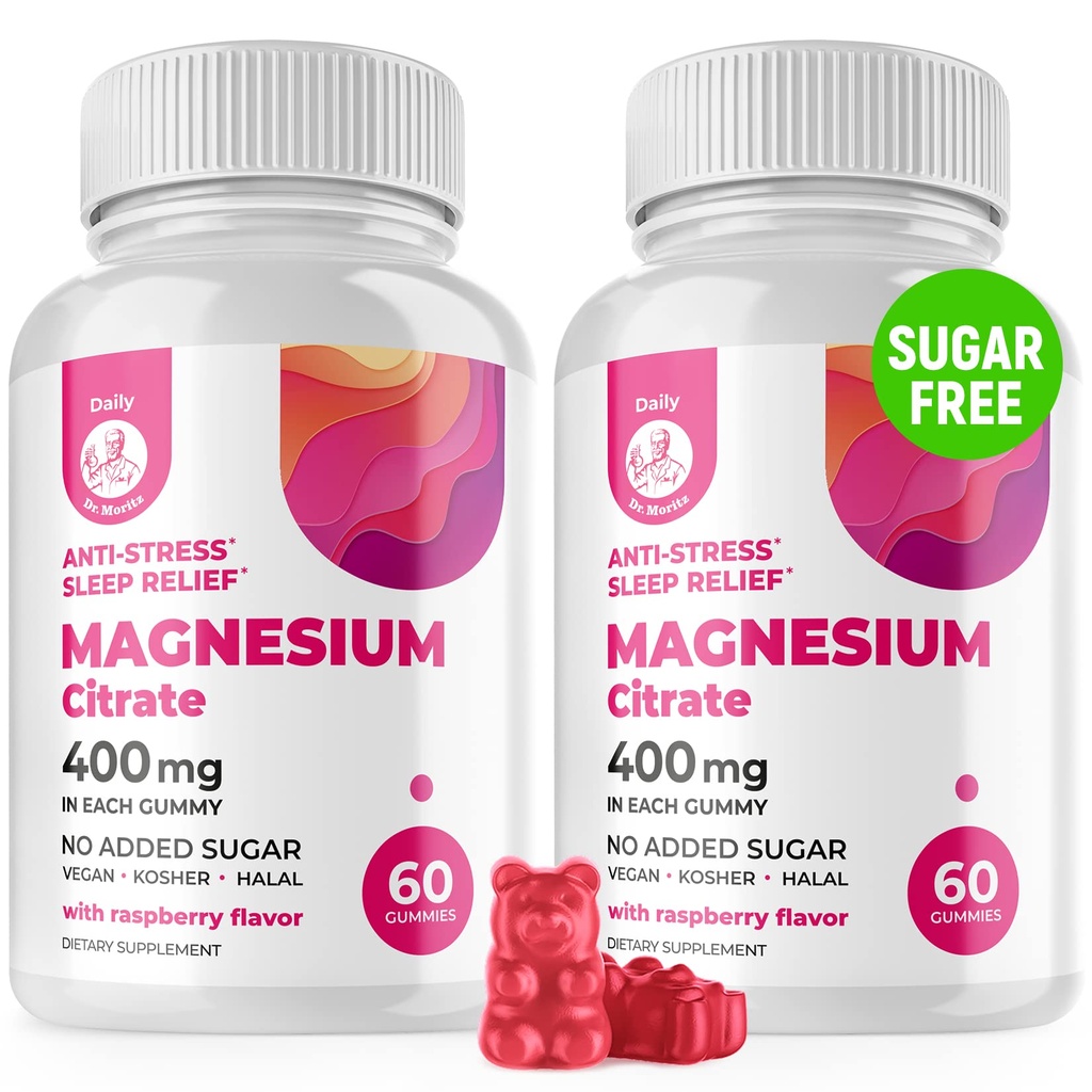 Magnesium Gummies Sugar-Free - Calm Magnesium Tambahan untuk Anak-anak, Menyediakan Tidur Yang Sehat, Sugar- Free Magnesium Citrate Gummies untuk Anak & Dewasa (120 Cacah)