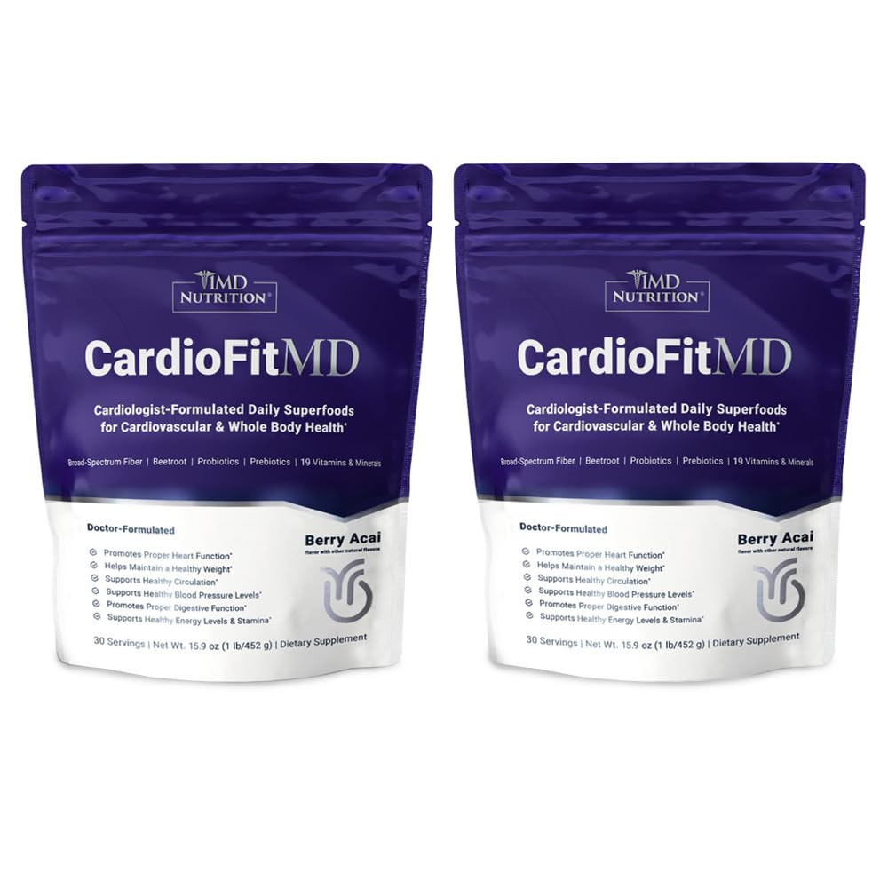 1MD Nutrection CardioFitMD - Vegan Bets Superfood Keto Health Supder - Nitric Oxide Supder - Beet Root Pouder for Healthy Tekanan Darah & Circulation - High Fiber Drink - 30 Days (2- Pack)