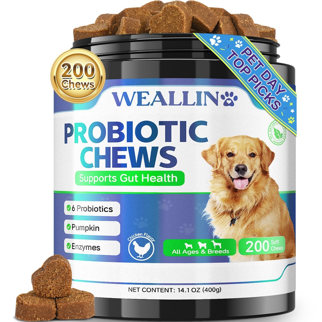 200 PCS Progories for Dogs - Dog Probiotic Chews for Gut Health, Digetical Duption