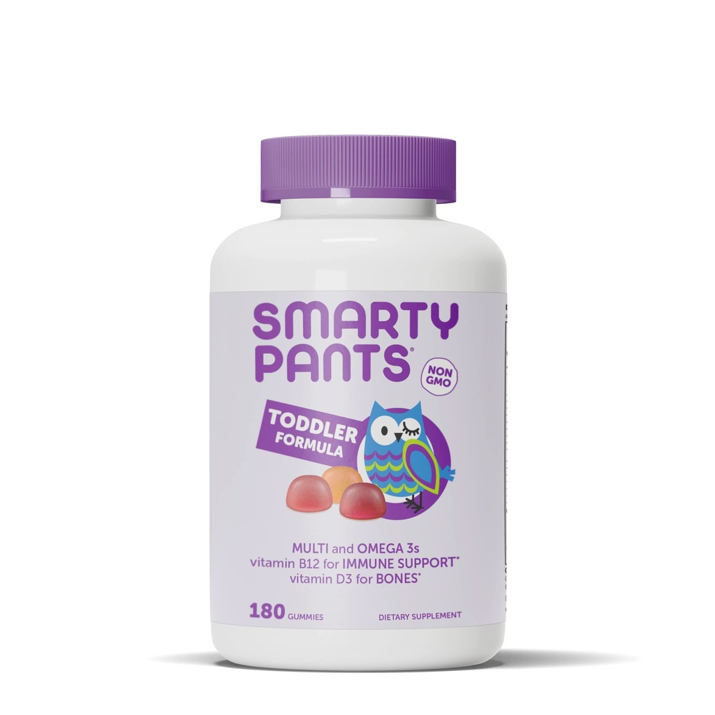 SmartyPants Multivitamin Gummies: Omega 3 Fish Oil (EPA / DHA), Vitamin D3, C, Vitamin B12, B6, A, K & Zinc, Biotin, Beta Carotene, Gluten Free, Three Fruit Flavors, 180 Count (Supply 60)