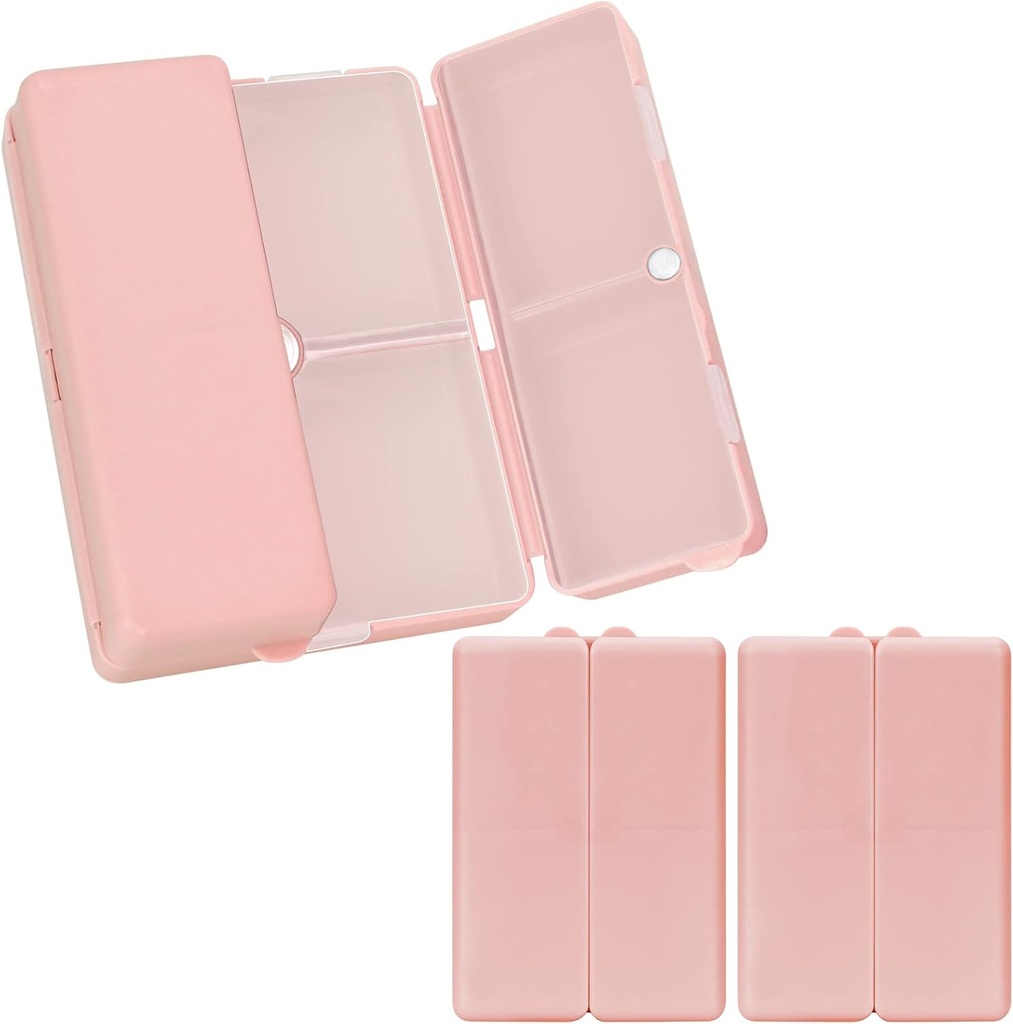FYY Daily Pill Organizer, 2 Pcs 7 Comment Portable Pill Case Travel, Folding Design Pill Box for Purse Pocket to Hold Vitamin, Cod Liver Oil, Suplemen dan Medication- Pink