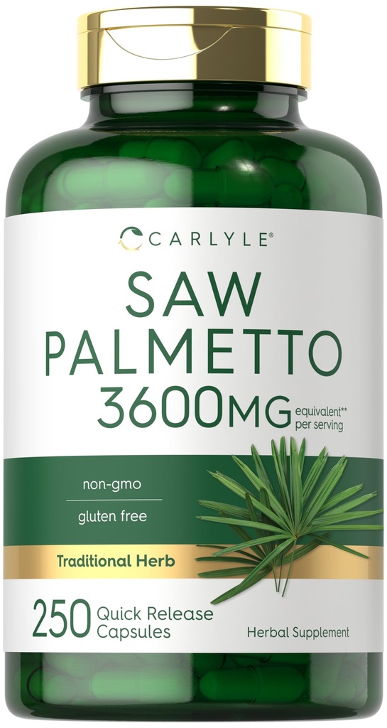 Carlyle Saw Palmetto for Men and Women 124; 3600 mg 124; 250 Capsules £124; Herb Extract Suplement = 124; Serenoa Repens 124; Non-GMO dan Gluten Free