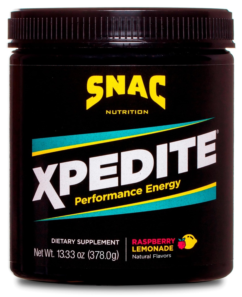 SNAC XPEDITE - Preparency Performance Performance DrindSuplement, Promotes Energy and Focus, Nitric Oxide Booster & Thermogenic, L-Carnitine, Beta Alanine, Raspberry Leonade Powder, (24 Pelayan)