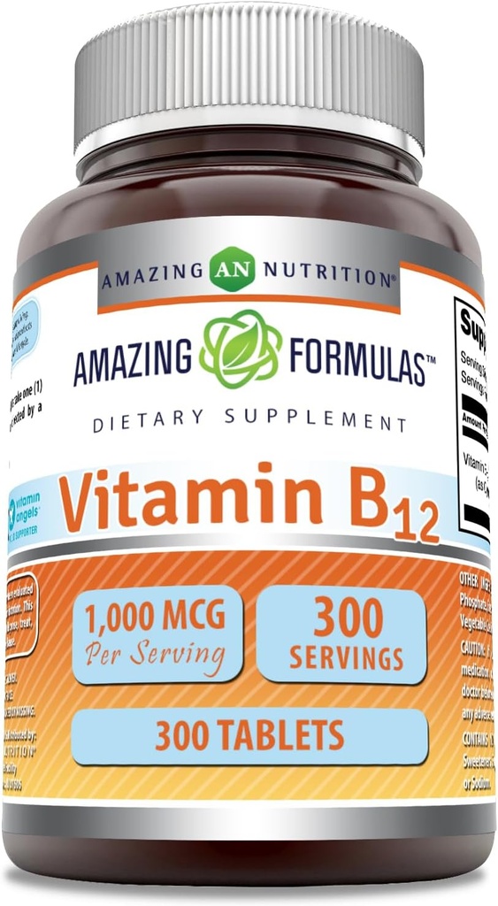 Amazing Formula Vitamin B12 Supplemen 12.4; 1000 Mcg per Serving 124; Tablet 14; Non-GMO 124; Gluten- Free 124; Dibuat di USA (1 Pack, 300 Count)