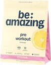 BE AMAZING Pra Workout Powder, Vegan Suplemen dengan 125mg Natural Caffeine, Ashwagandha dan Adaptogens, Sugar Free Drink Mix untuk Pria dan Wanita, Gluten Bebas, Non GMO, Pink Lemon, 30 Hamba