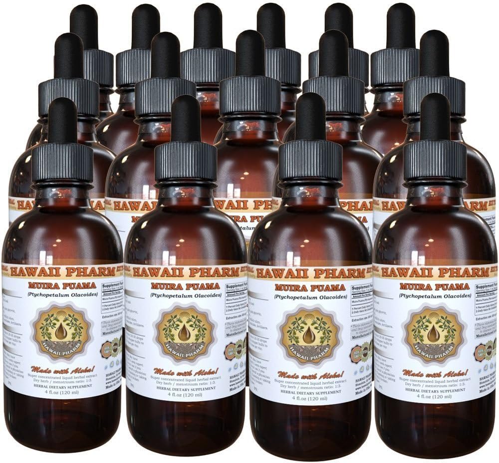 Ekstrak Muira Puama Cair, Muira Organik Puama (Ptychopetalum Oloides) Suplemen Tincture 15x4 oz