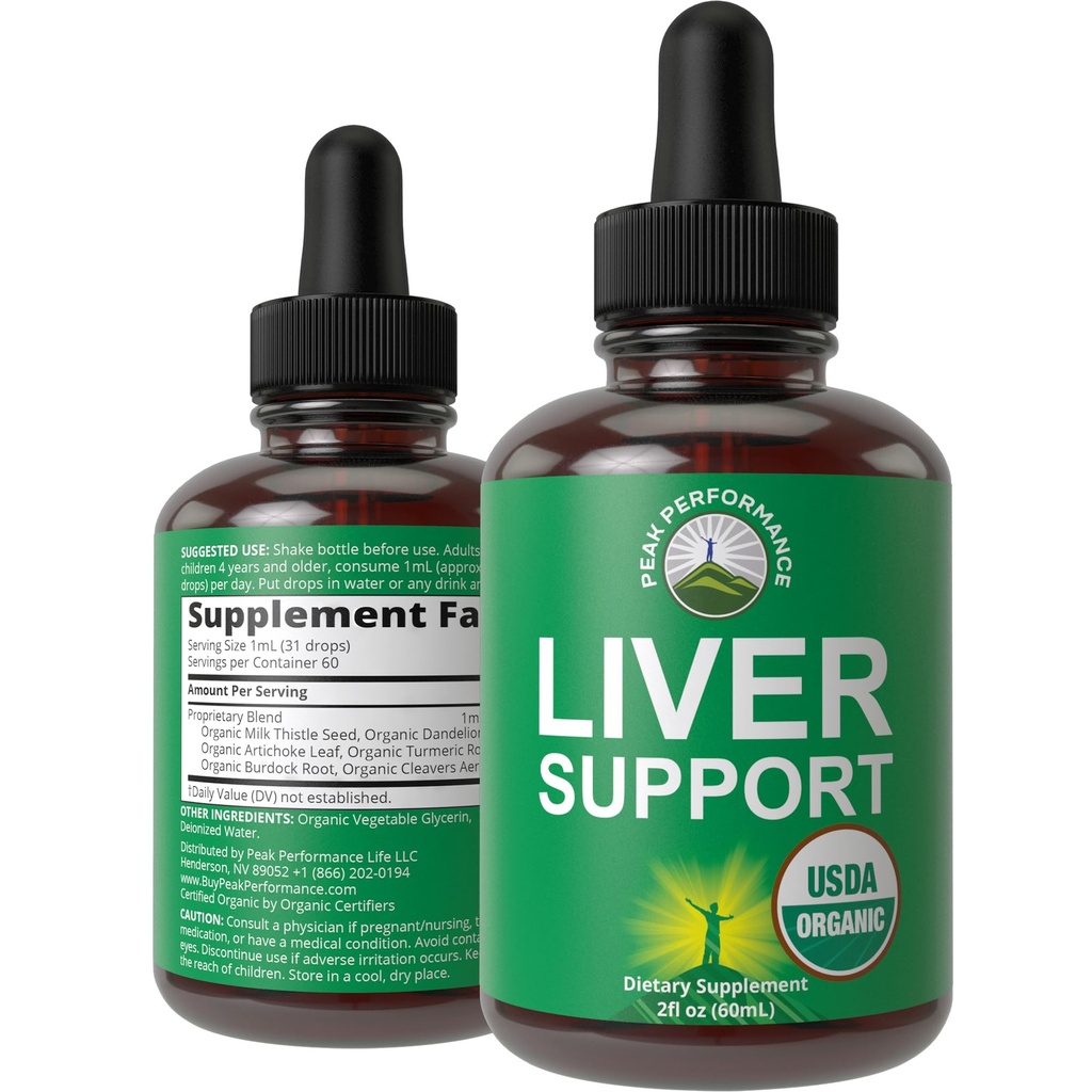 USDA Amoranic Liver Cleanse Detox & Repair. 6-1 Liquid Drops with Organic Milk Thistle, Artichoke Extract, and More.