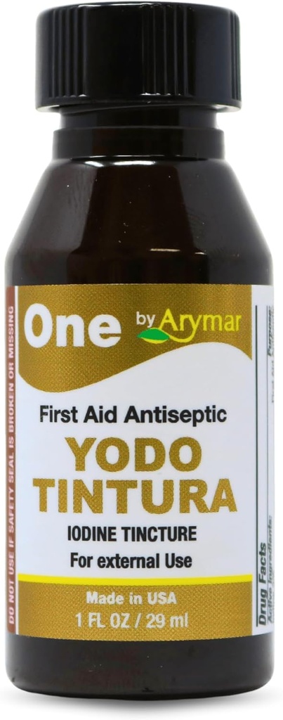 Arymar Iodium Tacture, YODO Tintura 2% Solusi Topik untuk Potongan Minor, Scrapes, Burns, 1 Fl Oz