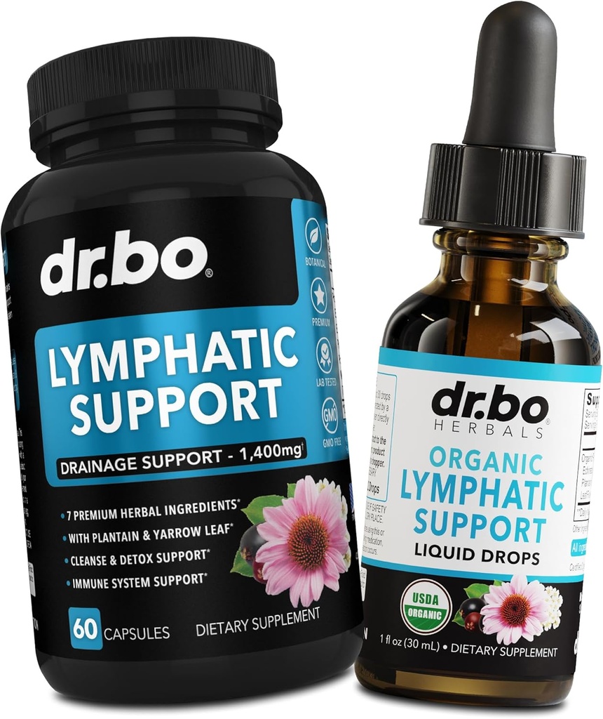 Suplemen Drainase Lymphatic Pill & Drops - Organic Lymphatic Duid Drops Cleanse, Lymph System Suppport for Nodes Legs & Neck - Lymph Node Detox Cleanse System Drainage