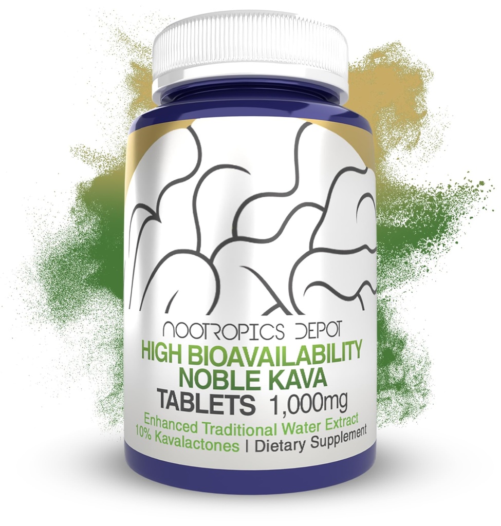 Nootropics Depot High Bioavability Noble Kava Tablet Noble 124; 1.000mg 124; 30 Count 124; Minimal 10% Kavalactones = 124; Enhanced Tradisional Water Extract