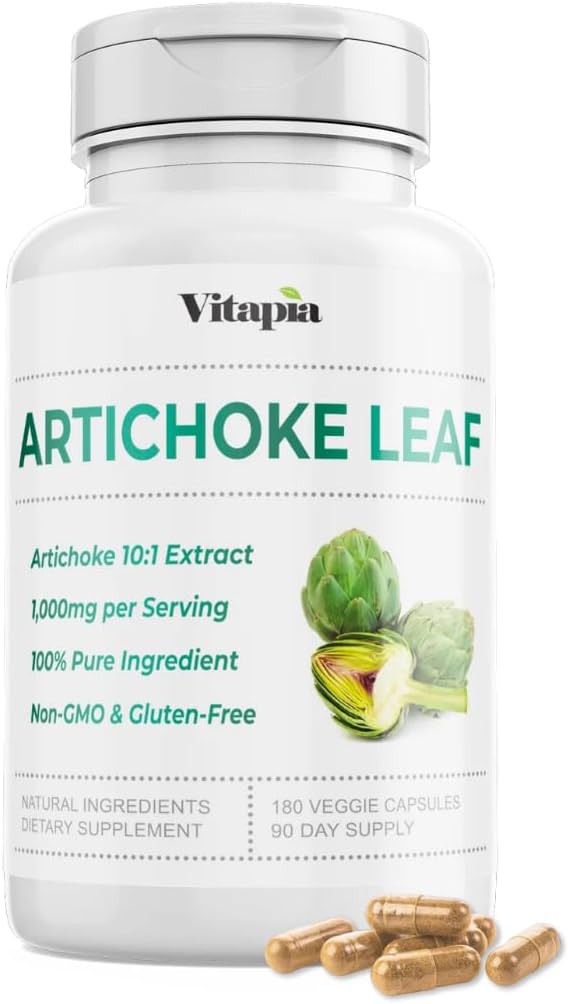 Vitapia Organic Artichoke Leaf Extraction for Healthy Divalry, Liver Health & Functions, Antioksidant Dukungan - 10: 1 Rasio & 180 Vevgie Kapsules - Non- GMO, Gluten- Free, Vegan - Friendly