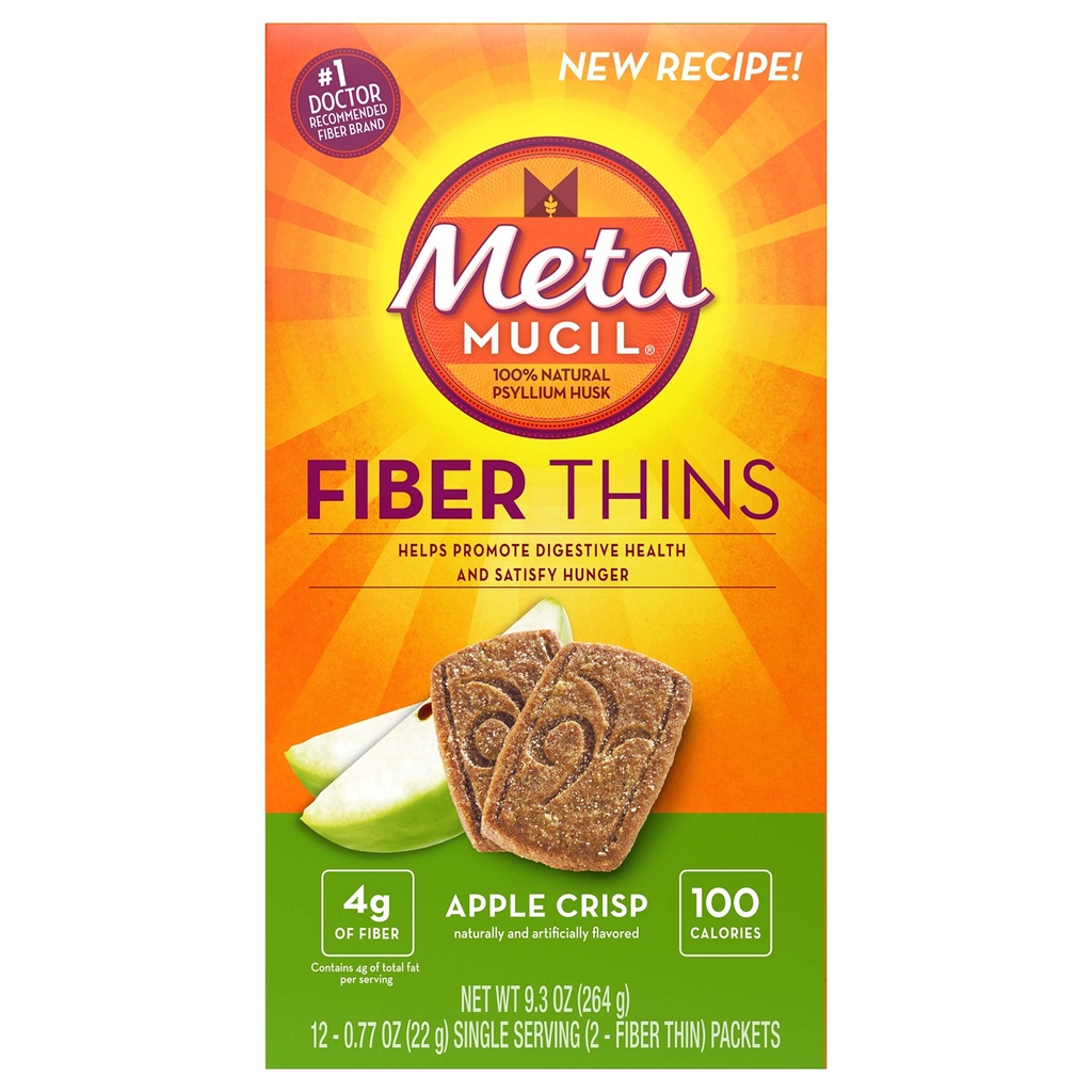 Metamucil Meta Multi- grain Fiber Wafers by Meta Apple Crisp 24 count (Paket 3) (OLD)