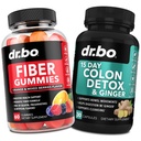 DR. BO Fiber Gummies Colon Cleanse & Ginger - Tasty Gummy Prebiotic Fiber Suppport for Gut & Stomach Cleansing