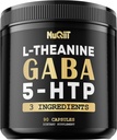 3in1 GABA Suplemen 750mg L- Theanine 200mg & 5- HTP (5- hydroxyptophan) - Sama dengan 100mg - Dukung Kesehatan Otak, Konsentrasi, Mood - 90 Capsules