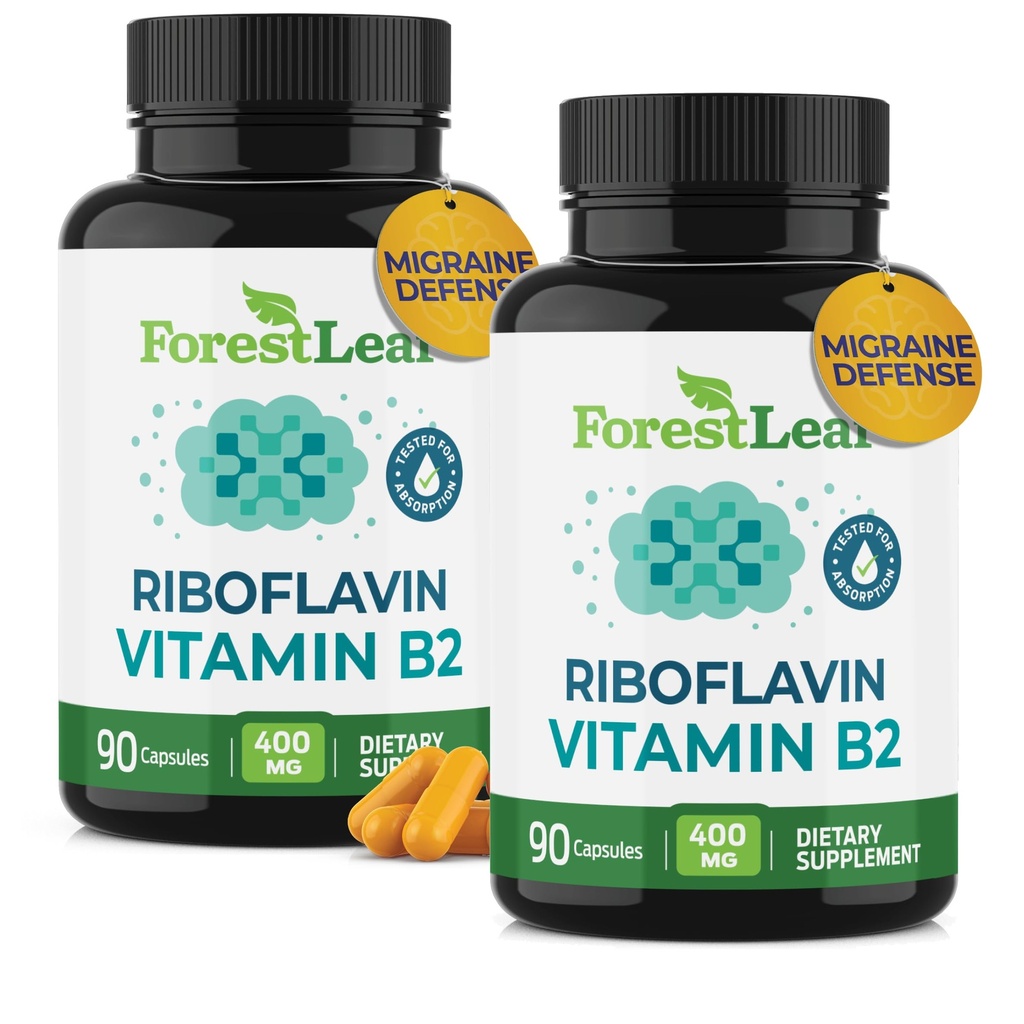 Vitamin B2 Riboflavin 400mg - Energi, Skin & Cellular Suplemen Kesehatan - Dukungan Sistem Gugup - Vitamin B 2 Vit B - Non-GMO & Gluten Bebas - B2 Vitamin 400mg Consules Capsules, 90 Count 2 - Pack