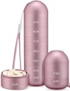 Zannaki Metal Moisance Membuktikan Weekly Pill Organizer, Stackable Aluminum Obvoy BPA Free Travel Heking 7 Day Pill Box Case Waterproof and Large Comment to Hold Pills, Vitamin, Fish Oil, Suplemen