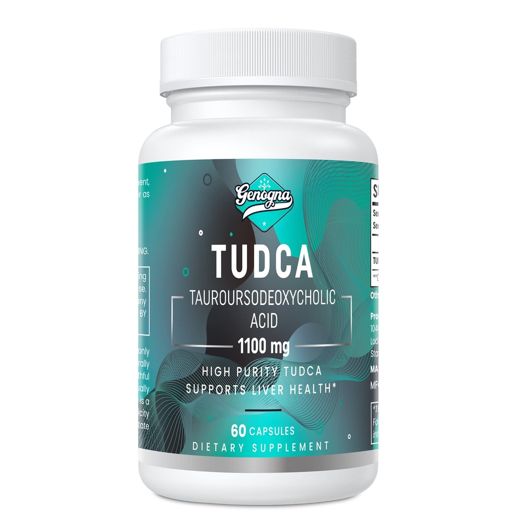 TuDCA 1100mg-Liver Suppport for Detox Cleanse, Water- Soluble Bile Salts with Strong Bitter Taste, 60 Vegan Capsules, Non- GMO, Gluten- Free