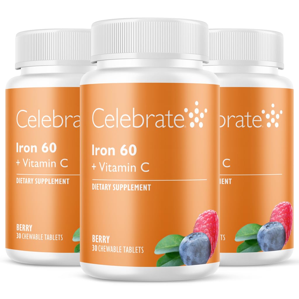 Merayakan Vitamin Iron Suplemen Vitamin dengan 60mg Iron & Vitamin C - Berry Chewables untuk Bariatric Patient, Gastric Bypass & Sleeve Gastrectomy Support - 30 Tablets for Posting-Bedah Kesehatan Maintenance