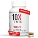 10X Fokus Kesehatan Rhodiola Rosea - Suplemen Otak untuk Memori dan Fokus - 60 Capsules Suplemen Fokus, Tambahan Ingatan untuk Kesehatan Otak dengan Ginkgo Biloba, Huperzine A - Ginkgo Bisules Capsules