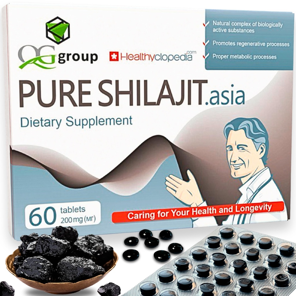 Natural Pure Shilajit Tablets Analog Resin Mumyo Dry Drops 60 Tablet - 200mg 100% Suplemen Himalaya dengan 85 + Trace Mineces for Energy & Metabolisme, Immune Support - Ipune for Men & Women