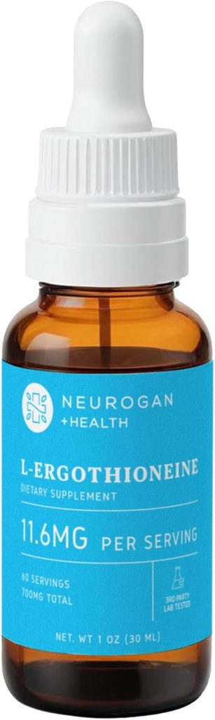 Neurogan L-Ergothioneine Liquid Supplement - 700 MG 60 Servings (1 OZ) - Antioksidant Dukungan, Penuaan Kesehatan & Obrain * - Dibuat di USA