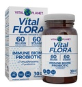 Planet Vital - Vital Flora Ammune Dukung Probiotik, 60 Milyar CFU, Strains Diverse, Mushroom Organic Blend with Pregrency, Digetical Health Progories for Women and Men 30 Capsules