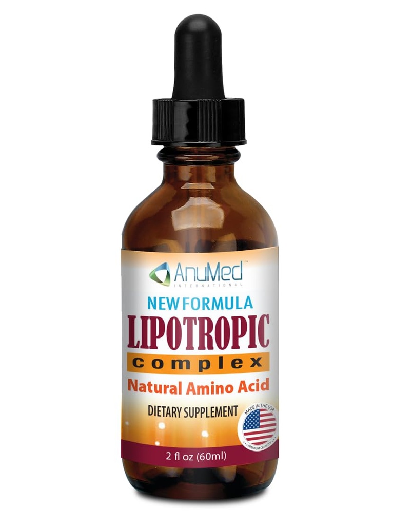 AnUMED - Lipotropic Complex Liquid Drops with Vitamin B12, B6, Folic Acid, Choline, Inositol for Liver Health, Natural Cleanser, Detox + Boosts Natural Energy Levels.