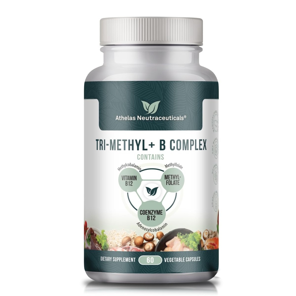 Tiga Metil + B Metode Kompleks B Vitamin - Penuh Spectrum Metil B Kompleks Untuk MTHFR Dukungan dengan Bentuk Aktif B12 Methylcobalamin, Adenosylcobalamin, dan Methylfolat