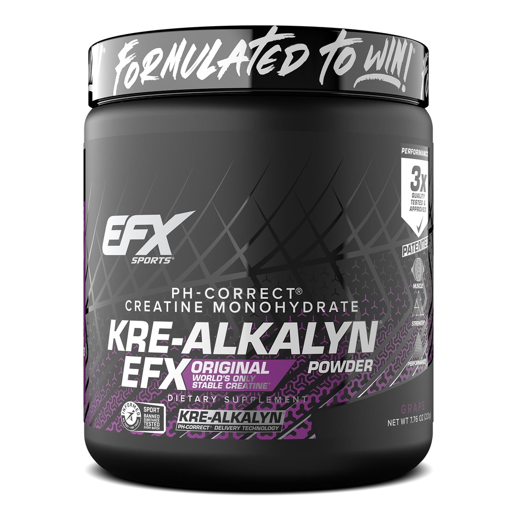 EFX Sports Kre-Alkalyn EFX Powder 124; pH Benar Creatine Monohyder Supplement (Grape)