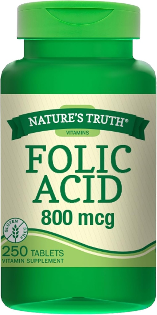 Nature 's Truth Folic Acid 800 Mcg 250 Tab, 250 Cacah (Paket 3)
