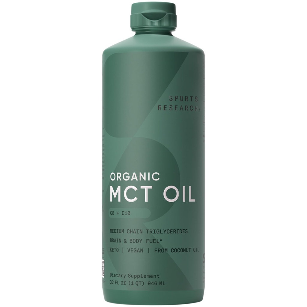 Penelitian Olahraga Organik MCT Minyak - Keto & Vegan MCTs C8, C10 dari Coconuts - Acid Gendut & Body Fuel, Non-GMO & Gluten Free - Minyak Flavorless, Sempurna dalam Kopi, Teh & Protein Shakes - 32 oz