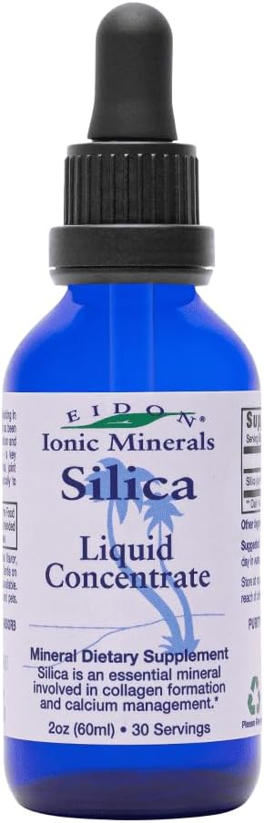 Eidon Liquid Silica Mineral Konsentrat - Silica Suplemen Drops for Hair, Skin and Nails, Supports Collagen Production, Helping Manage Calcium, No Added Sugar - 2 oz