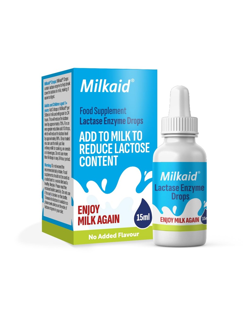 Milkaid Lactase Enzyme Drops for Laktosa Intoleransi 124; Prevents Gas, Bloating & Diware 124; Akting Cepat Digetical Suplemen 12.4; Gluten Free & Vegetarian 124; Tidak ada Artificial Flavor 124; 0.5 Fl Oz (1)