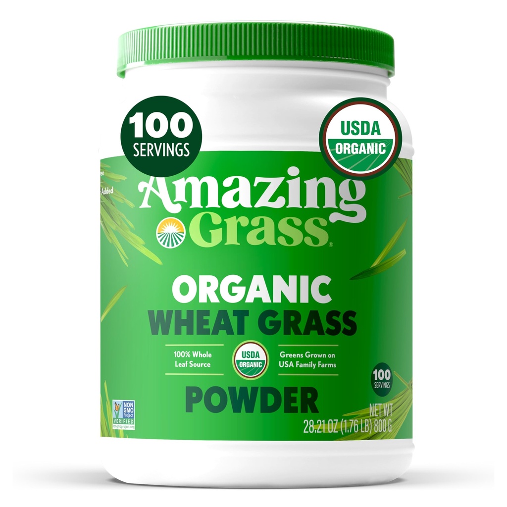 Amazing Grass Wheat Grass Powder: 100% Wolf-Leaf Wheat Grass Powder for Energy, Detox & Imunity Support, Chlorophill Menyediakan Hijau, 100 Hamba