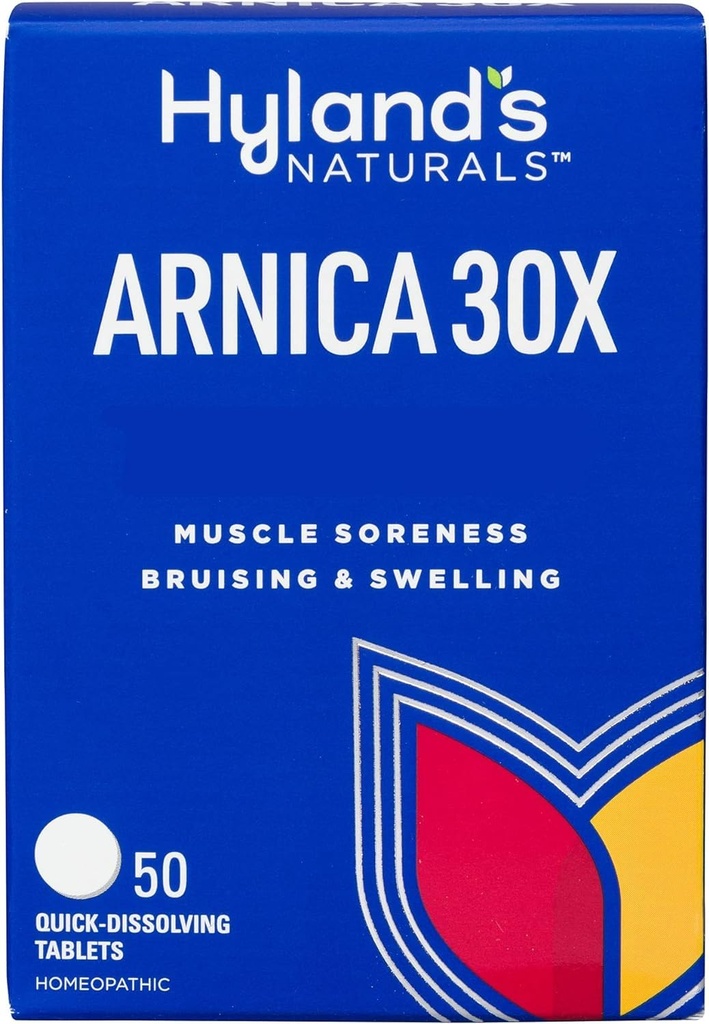 Tablet Arnica Montana 30x, Relief Alam Bruises, Swelling and Muscle Soreness, Quick Dissoling Tablet (Paket 1, 50 Count Total)