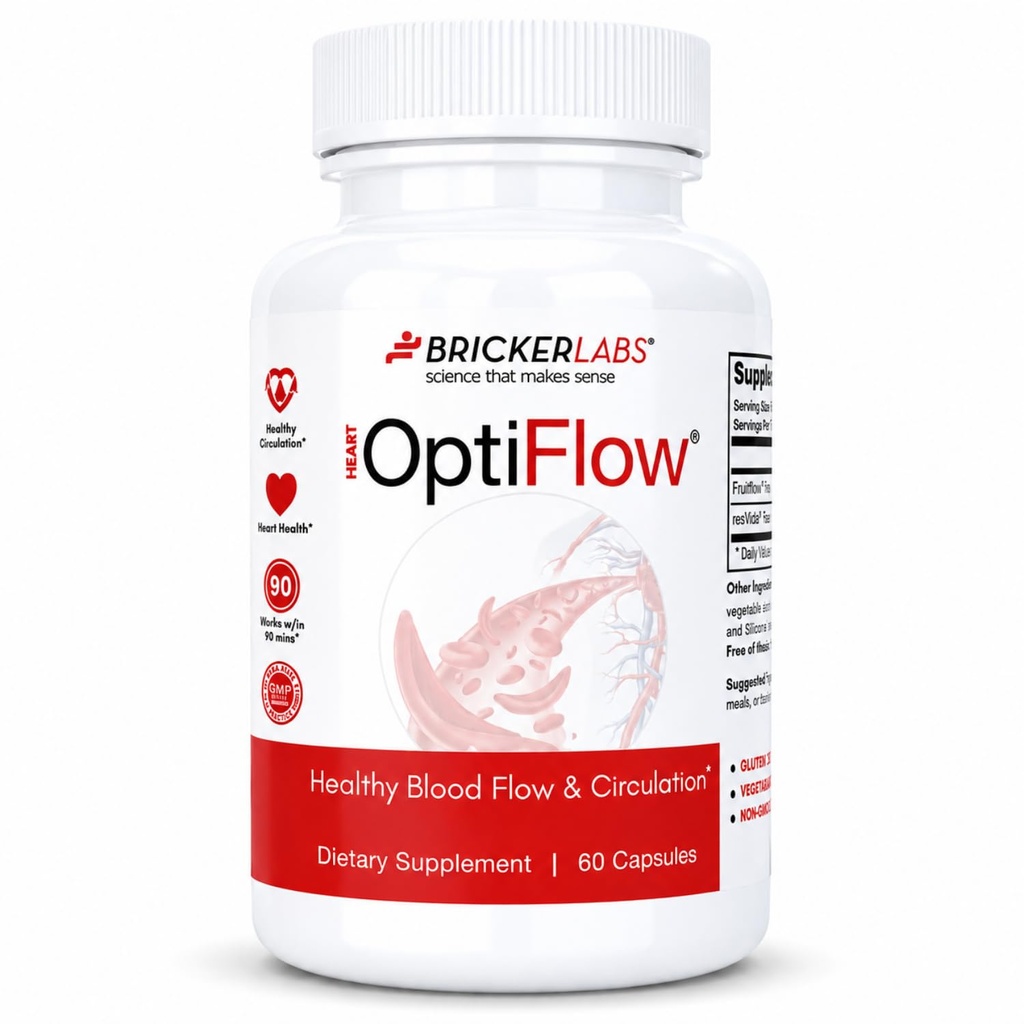 Bricker Labs OptiFlow Blood Circulation Vitamin, Aural Supports Healthy Blood Flow, Berisi FruitFlow dan resVida Trans resveratrol. Tambahan Darah Optimizer 60 Kapsul