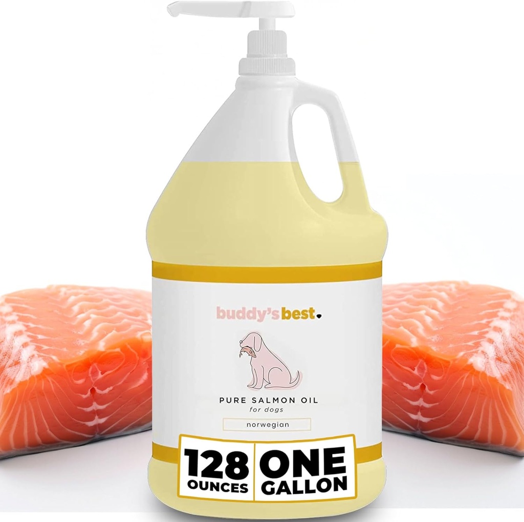 Salmon Oil for Dogs by Buddy 's Best - 1 Gallon (128oz): 100% Norwegia Minyak Ikan 124; Manusia & Odorless Tambahan 124; Omega 3 Tambahan Coat & Joints