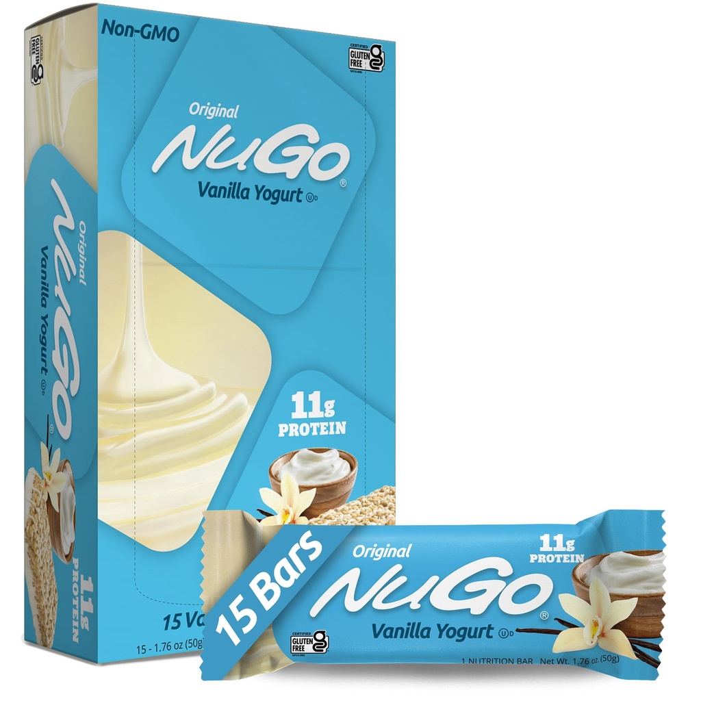 Bar Nugo Protein, Vanilla Yogurt, 11g Protein, 170 Kalori, Gluten Bebas, 1.76 Ounce masing-masing, 15 Cacah (Paket 1)