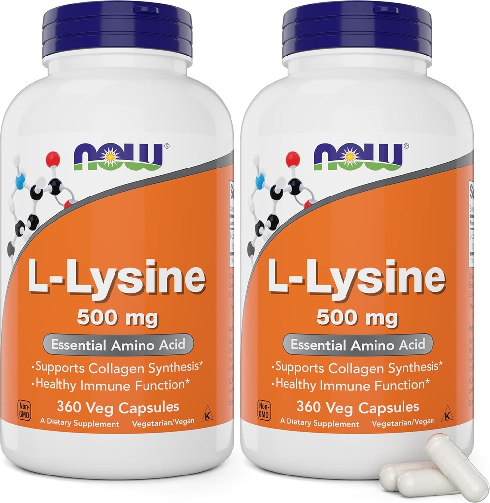 Sekarang L- Lysine 500 mg, 360 Vegetarian Capsules (Paket 2)