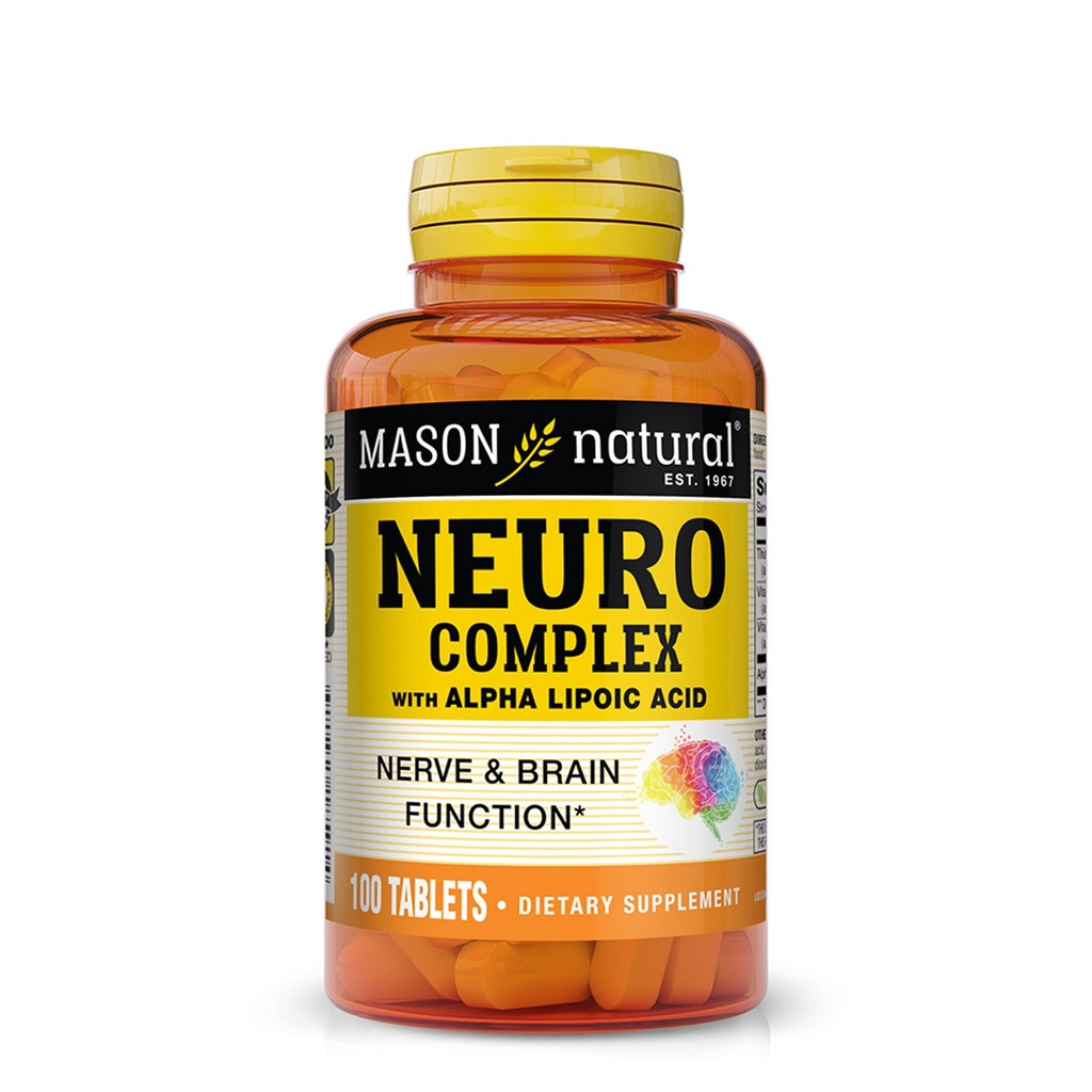 Malason Natural Neuro Kompleks dengan Alpha Lipoic Acid & Vitamin B12, Cocok untuk Vegetarian, 100 Tablet