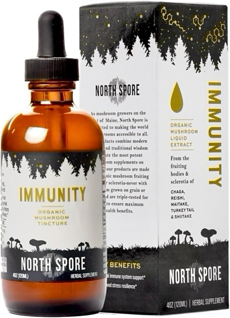 Mushture Organic Organic Utara (4 oz); 100% Fruiting Body Extracts 124; Chaga, Turkey Tail, Reishi, Maitake, Shiitake 124; Sertifikasi Organik, Vegan, Non-GMO 124; Chaga, Tail Turki, Reaptogenik, Dibuat di AS