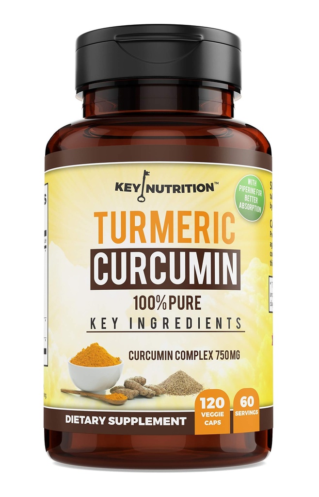 Turmeric Curcumin Complex dengan Piperine, 100% Murni - 120 Capsules