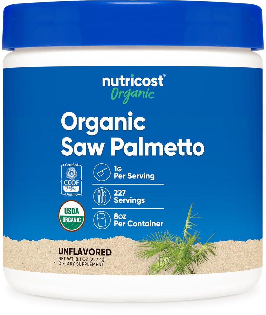 Nutricost Organic Saw Palmetto Powder 8oz - Ceracted USDA Organic Saw Palmetto, Gluten Free