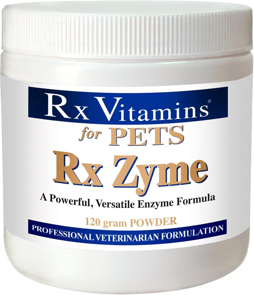 Rx Vitamin for Pets Rx Zyme for Dogs & Cats - help Gastrointestinal Discomfort - Add to Food - 120g Powder