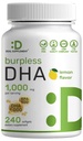 DHA Suplemen 124; 240 Softgels, Burpless, Lemon Flavor, DHA 1000mg + EPA 500mg, Wild Caught Fish, Rich di Omegaga- 3s, Mercury Free, Non-GMO, Dukung Hati & Gabungan Kesehatan