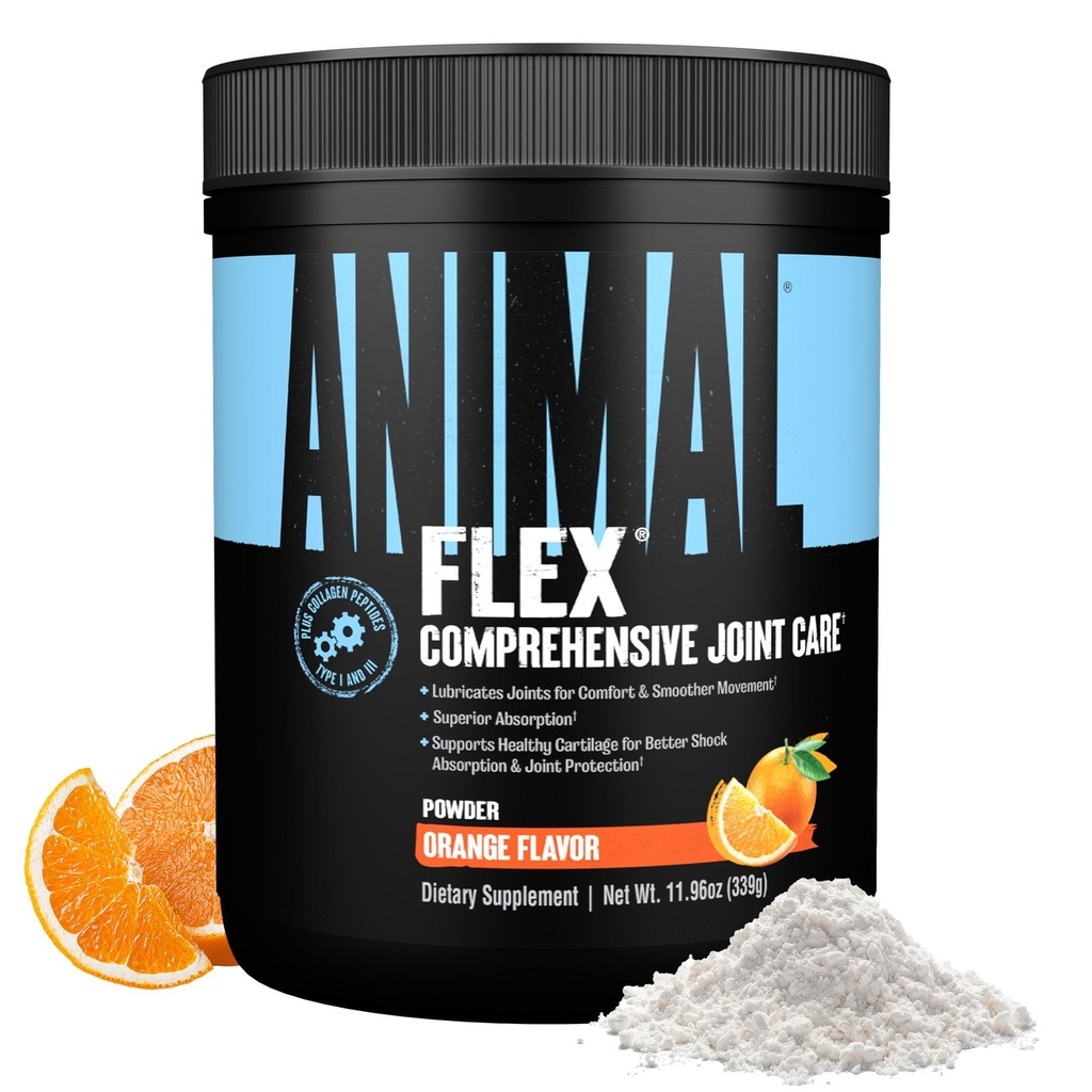 Animal Flex Powder - Bersama Tambahan Dukungan untuk Relief Pain, Repair dan Mengembalikan Otot dengan Turmeric, Glucosamin, Chondroitin, MSM, Collagen dan Boswellia, Great Tasting Orange Flavor, 30 Scoops